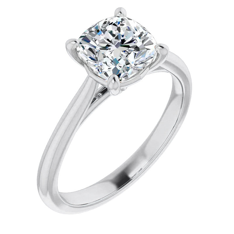 Cushion Cut Moissanite Cathedral Solitaire