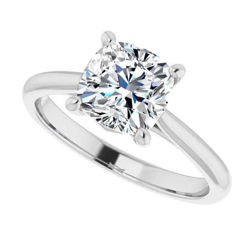 Cushion Cut Moissanite Cathedral Solitaire
