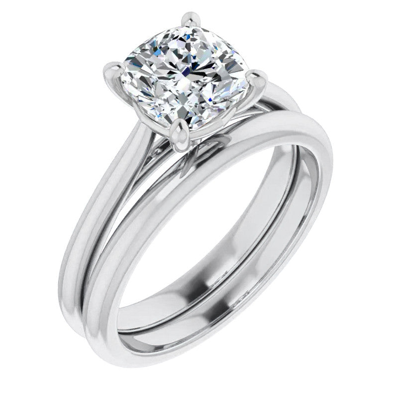 Cushion Cut Moissanite Cathedral Solitaire