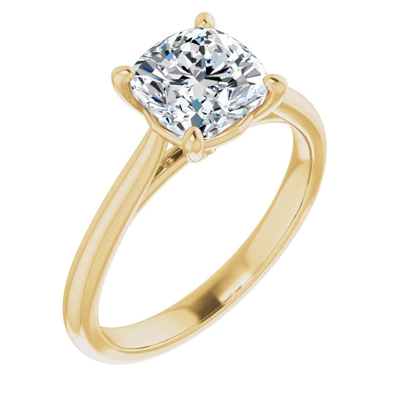 Cushion Cut Moissanite Cathedral Solitaire