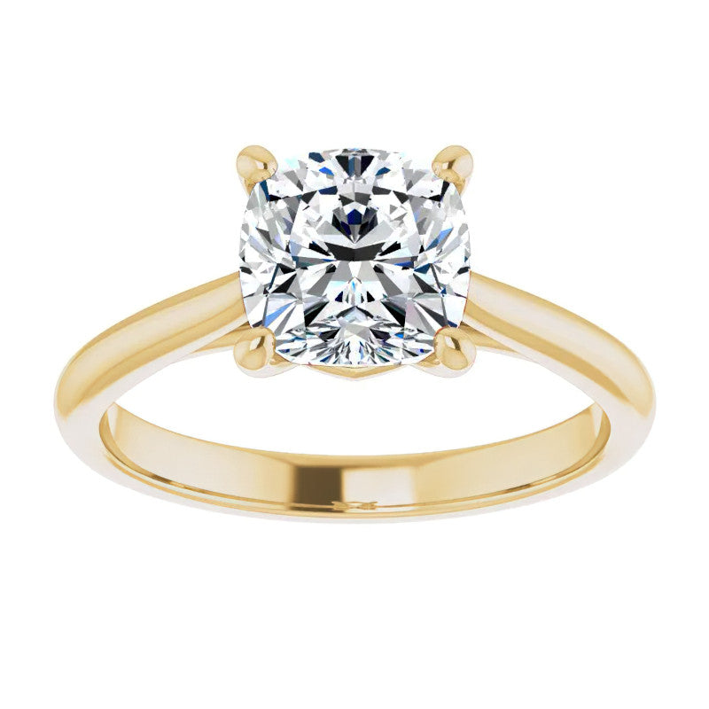 Cushion Cut Moissanite Cathedral Solitaire