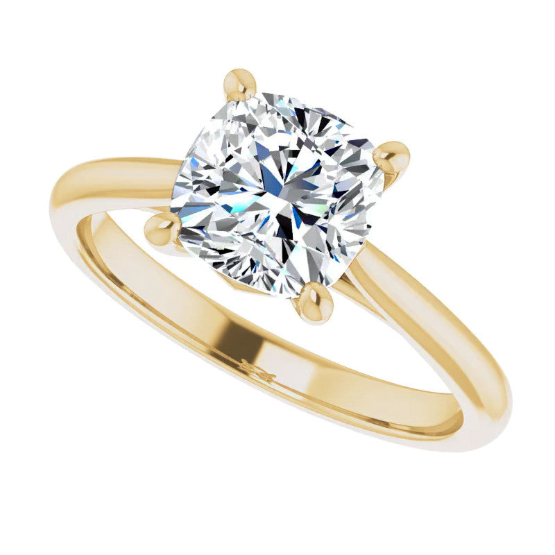Cushion Cut Moissanite Cathedral Solitaire