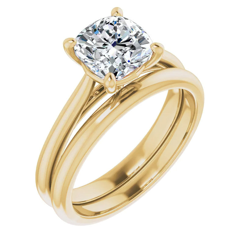 Cushion Cut Moissanite Cathedral Solitaire