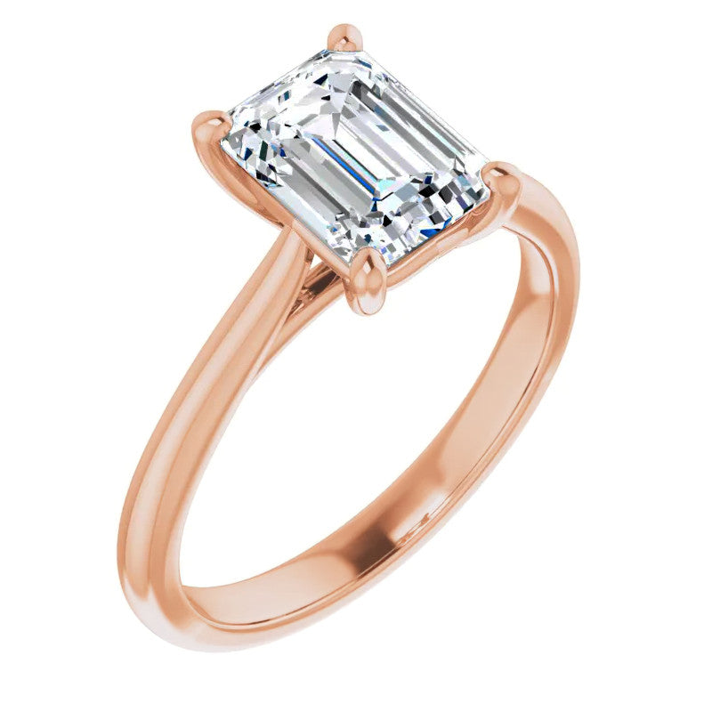 Emerald / Radiant Cut Moissanite Cathedral Solitaire