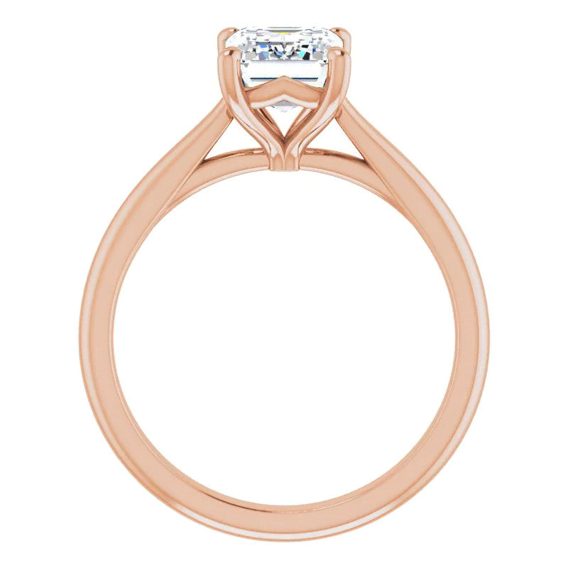 Emerald / Radiant Cut Moissanite Cathedral Solitaire
