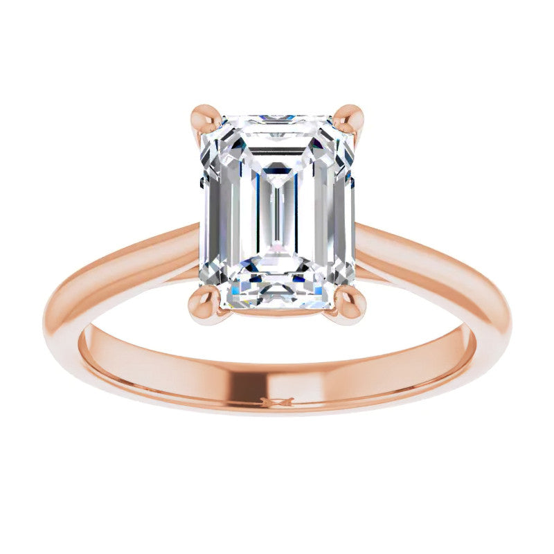 Emerald / Radiant Cut Moissanite Cathedral Solitaire