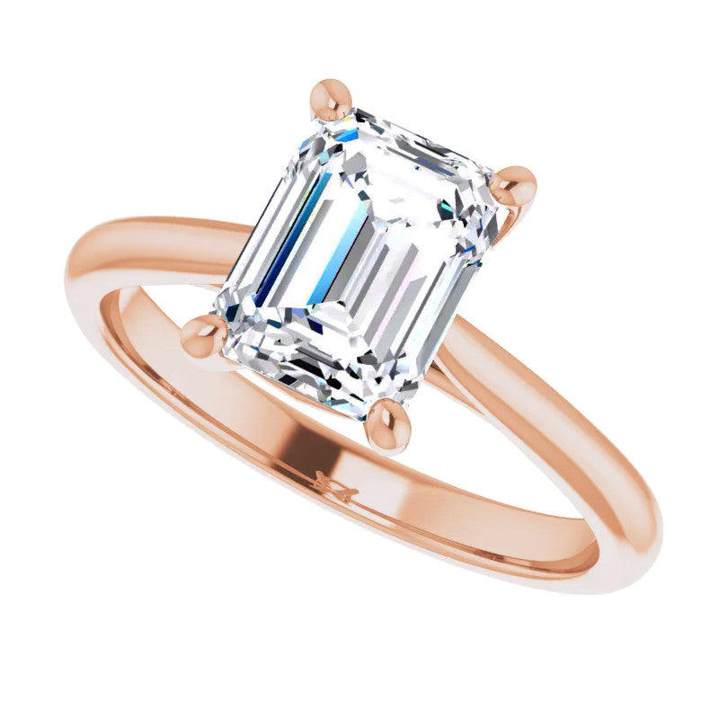 Emerald / Radiant Cut Moissanite Cathedral Solitaire