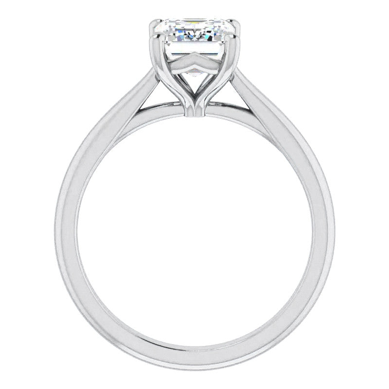Emerald / Radiant Cut Moissanite Cathedral Solitaire