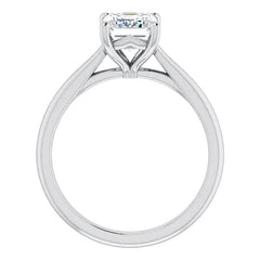 Emerald / Radiant Cut Moissanite Cathedral Solitaire