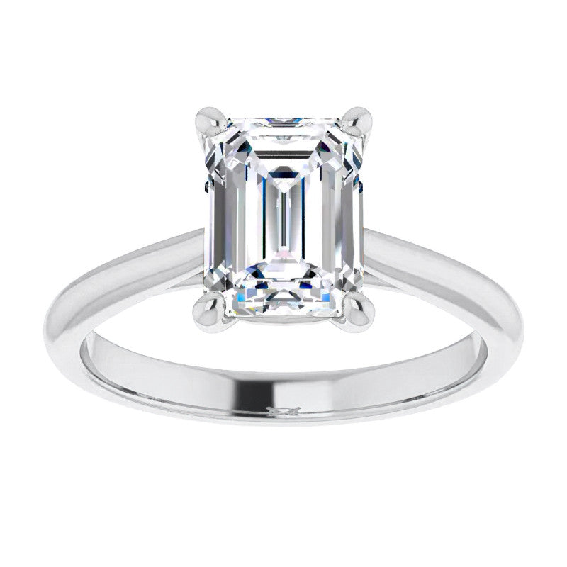 Emerald / Radiant Cut Moissanite Cathedral Solitaire