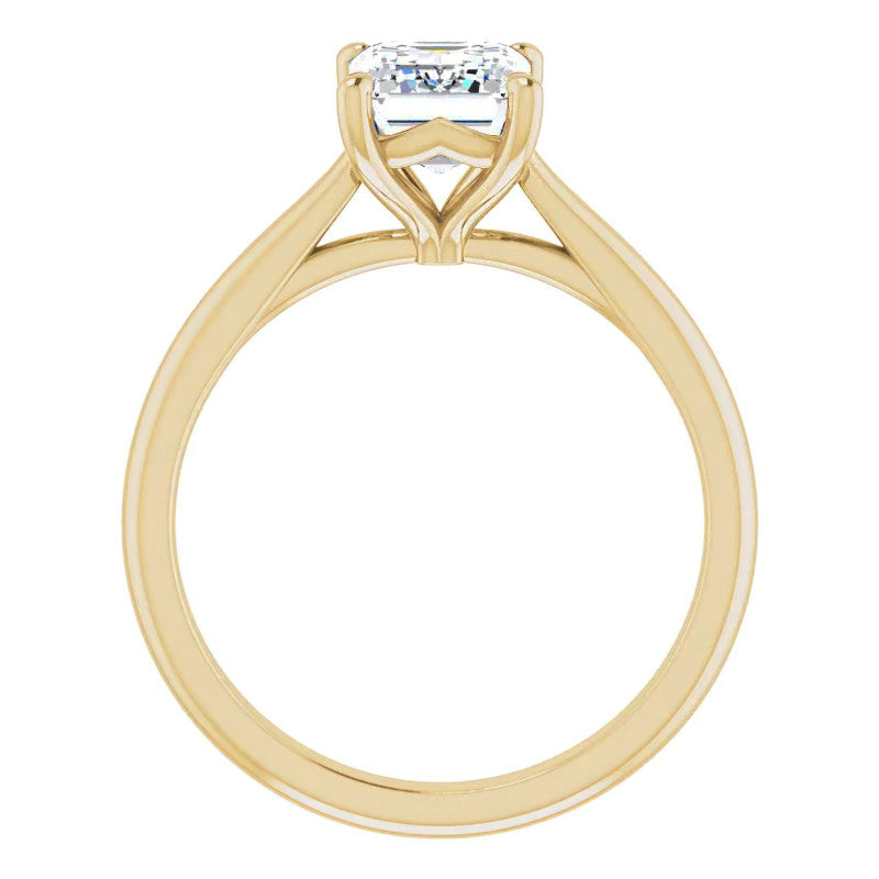 Emerald / Radiant Cut Moissanite Cathedral Solitaire