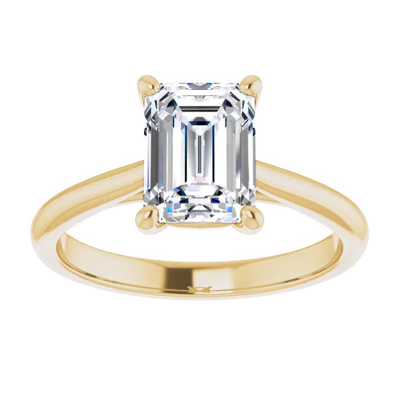 Emerald / Radiant Cut Moissanite Cathedral Solitaire