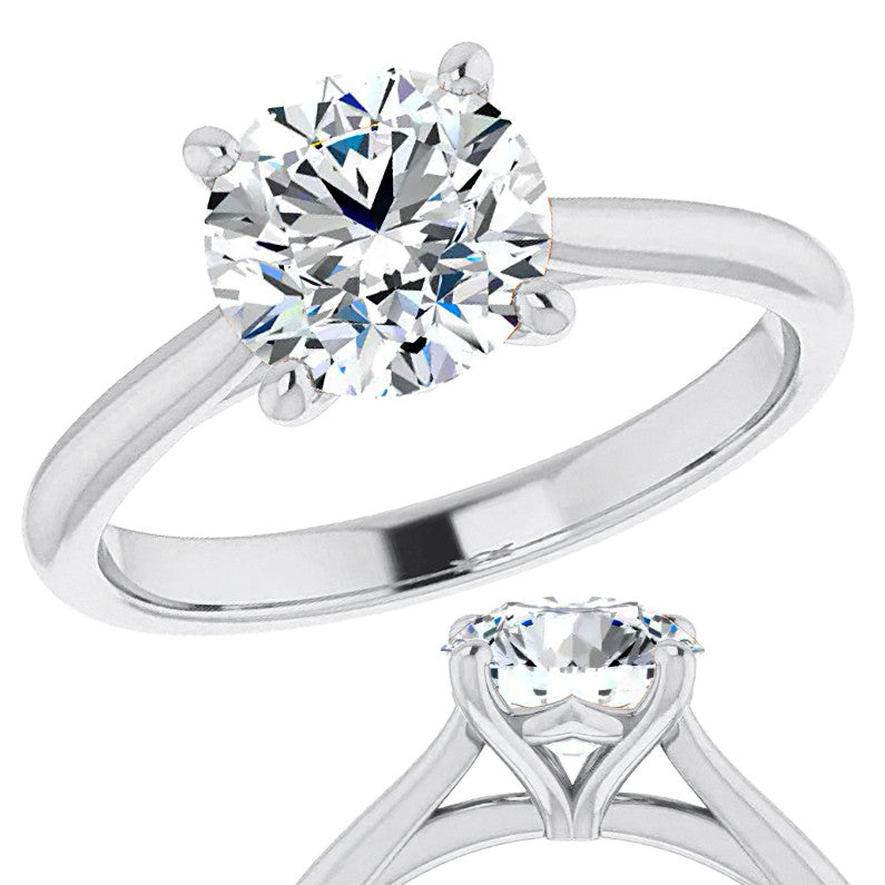 Round Brilliant Moissanite Cathedral Solitaire