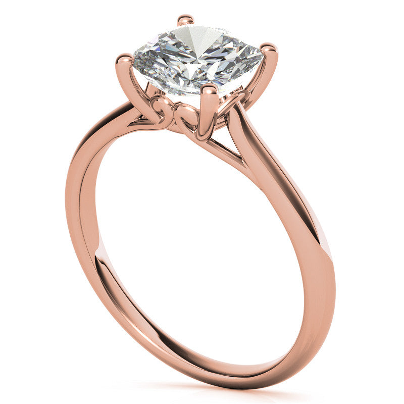Cushion Basket Solitaire with Scroll Accents