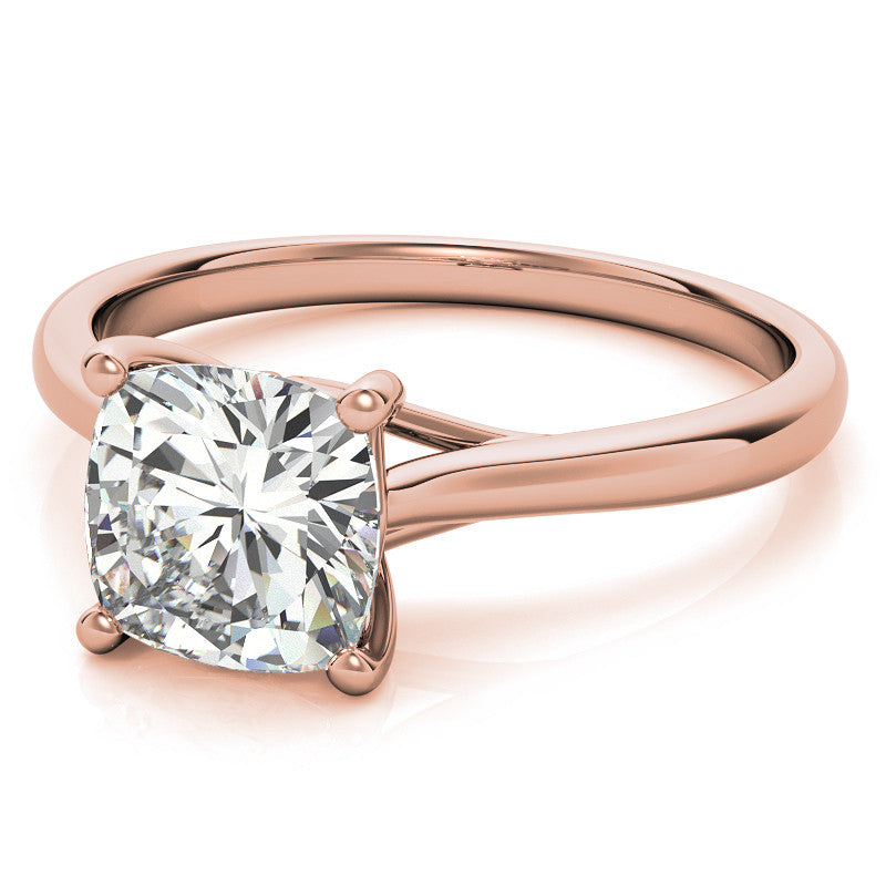 Cushion Basket Solitaire with Scroll Accents