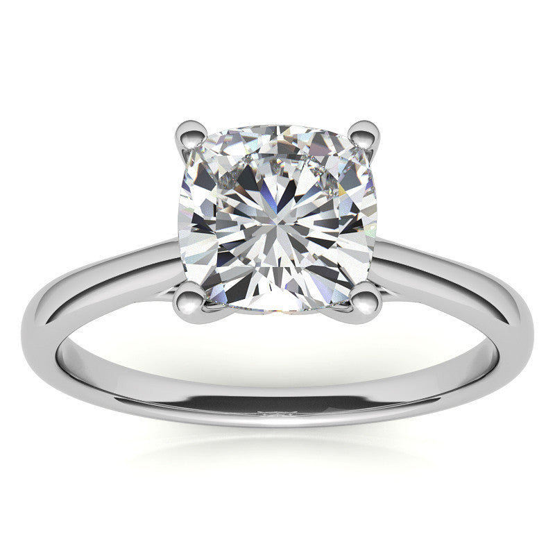 Cushion Basket Solitaire with Scroll Accents