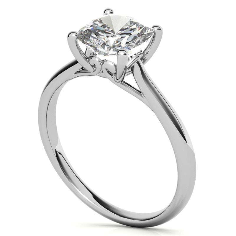Cushion Basket Solitaire with Scroll Accents