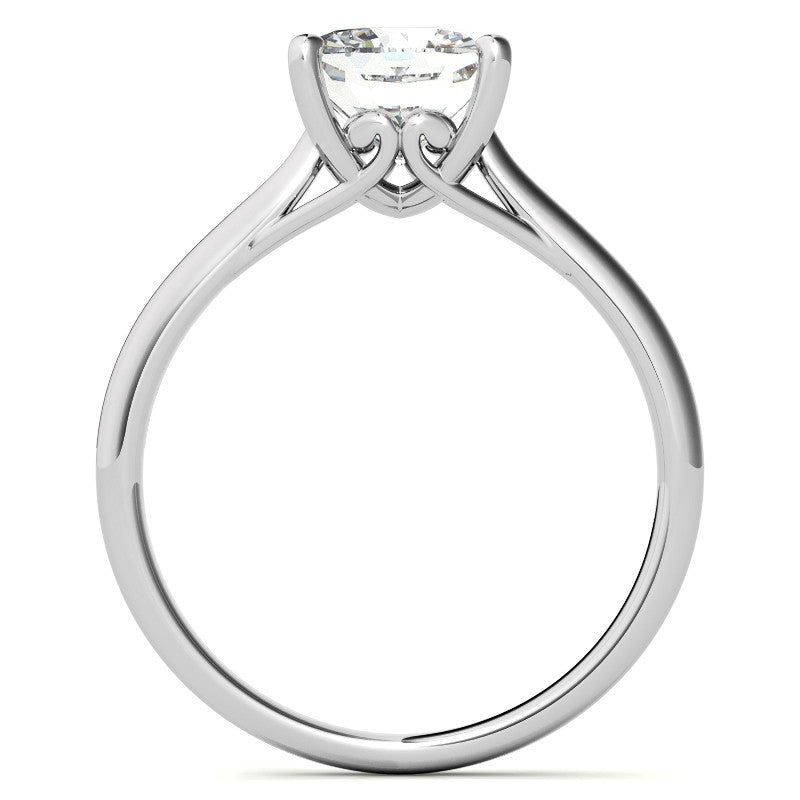 Cushion Basket Solitaire with Scroll Accents