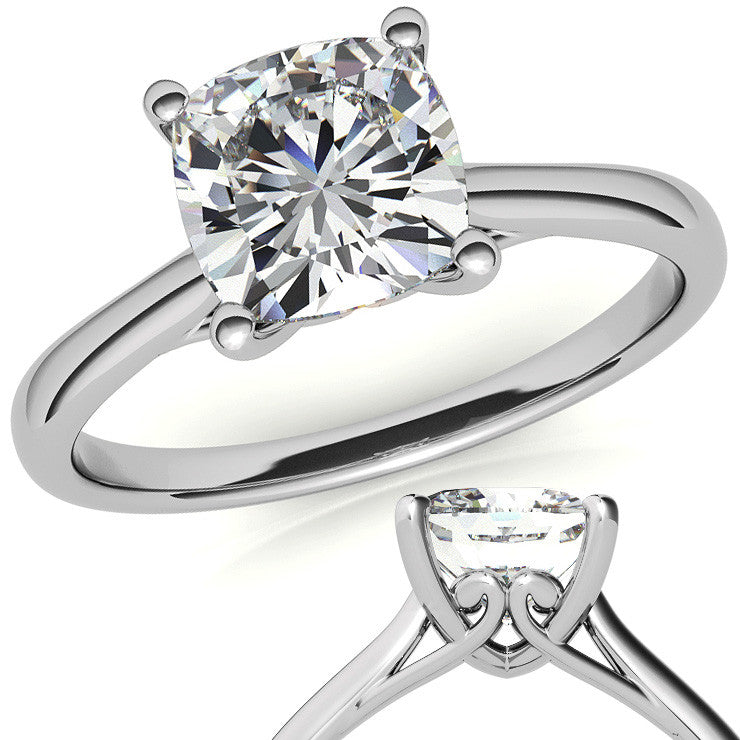 Cushion Basket Solitaire with Scroll Accents