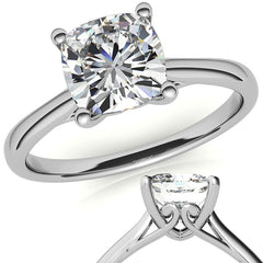 Cushion Basket Solitaire with Scroll Accents