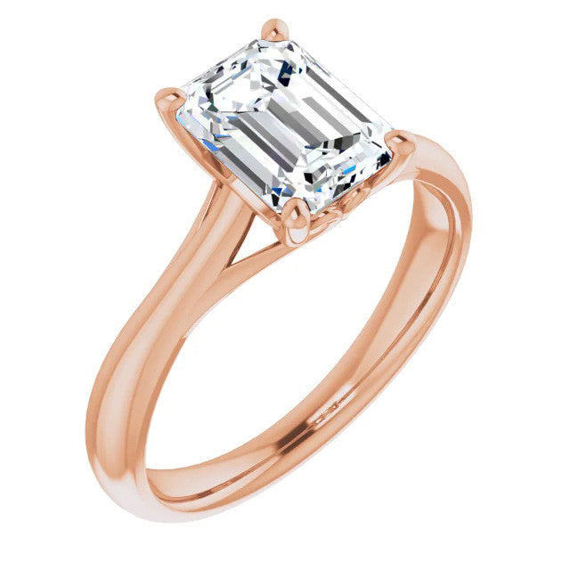 Emerald / Radiant Basket Solitaire with Scroll Accents