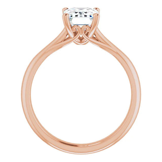 Emerald / Radiant Basket Solitaire with Scroll Accents
