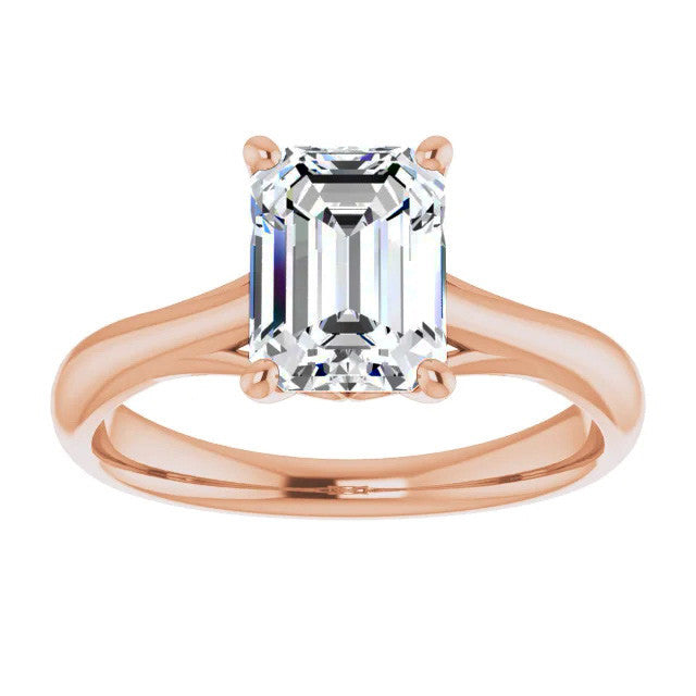 Emerald / Radiant Basket Solitaire with Scroll Accents