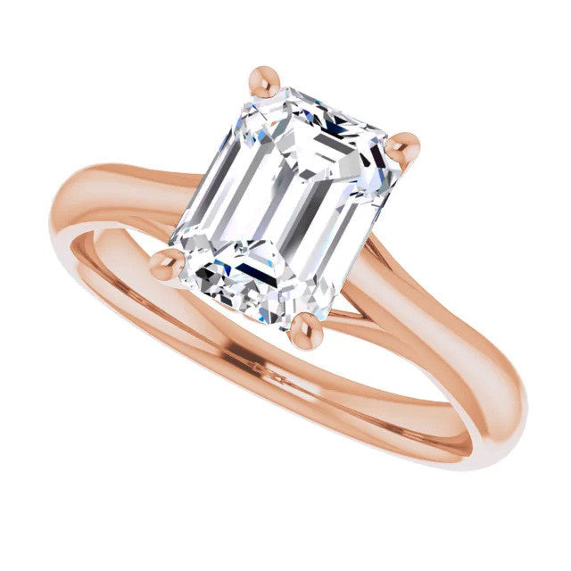 Emerald / Radiant Basket Solitaire with Scroll Accents