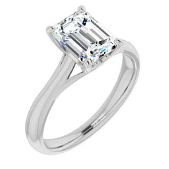 Emerald / Radiant Basket Solitaire with Scroll Accents