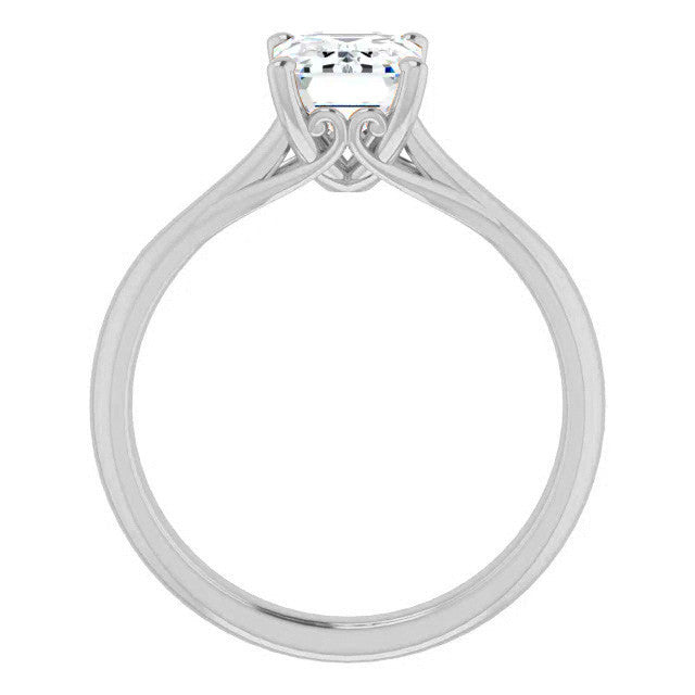 Emerald / Radiant Basket Solitaire with Scroll Accents