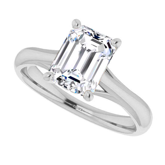 Emerald / Radiant Basket Solitaire with Scroll Accents