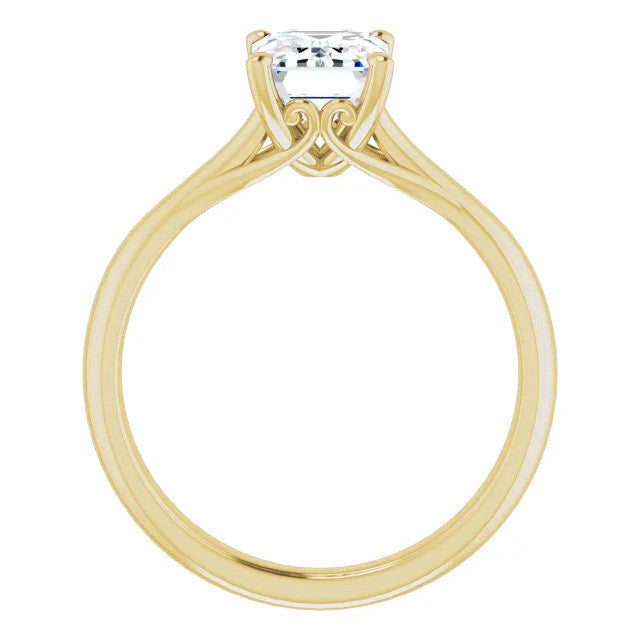 Emerald / Radiant Basket Solitaire with Scroll Accents