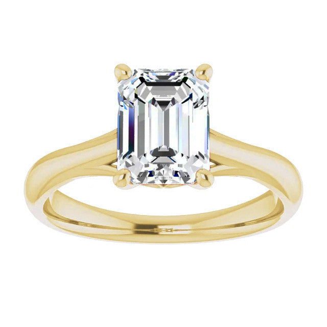 Emerald / Radiant Basket Solitaire with Scroll Accents
