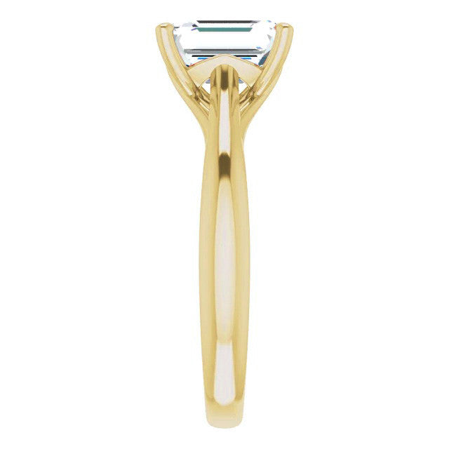 Emerald / Radiant Basket Solitaire with Scroll Accents