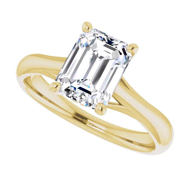 Emerald / Radiant Basket Solitaire with Scroll Accents