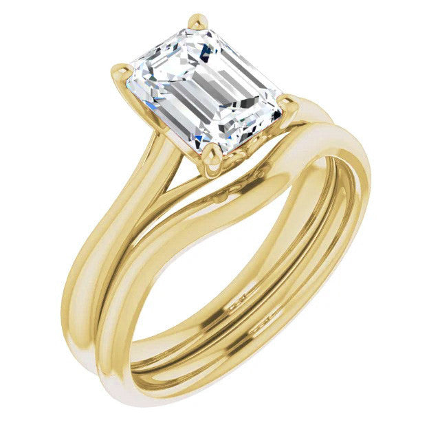 Emerald / Radiant Basket Solitaire with Scroll Accents