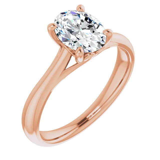 Oval Basket Solitaire with Scroll Accents