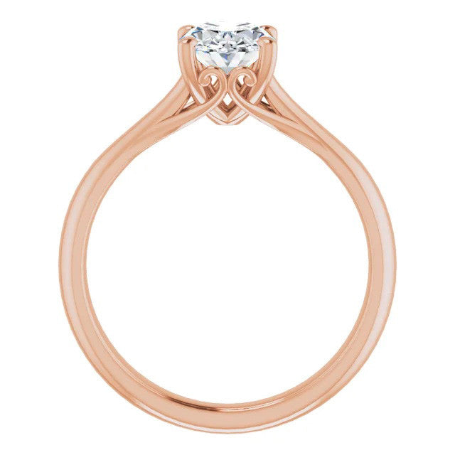 Oval Basket Solitaire with Scroll Accents