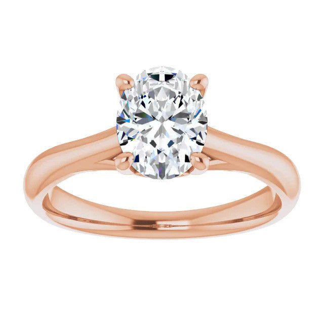 Oval Basket Solitaire with Scroll Accents