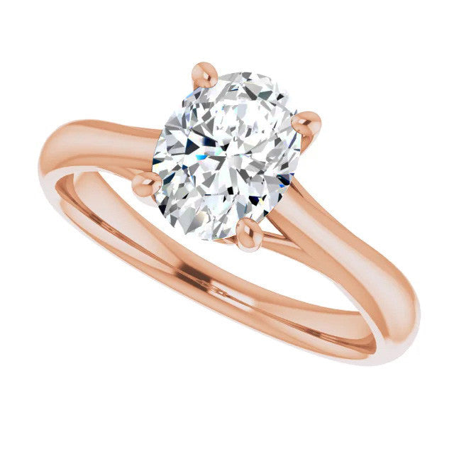 Oval Basket Solitaire with Scroll Accents