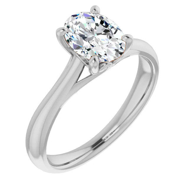 Oval Basket Solitaire with Scroll Accents