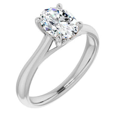 Oval Basket Solitaire with Scroll Accents