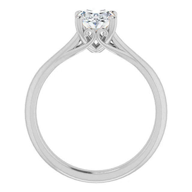 Oval Basket Solitaire with Scroll Accents