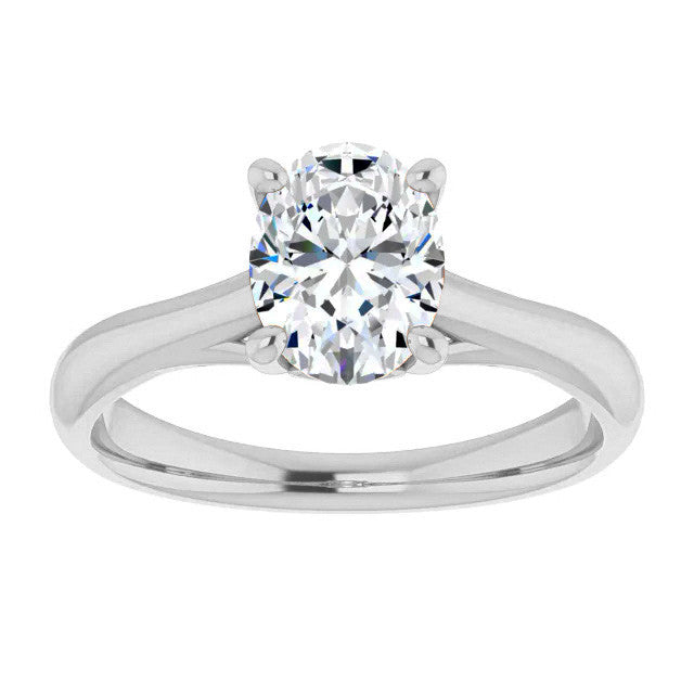 Oval Basket Solitaire with Scroll Accents