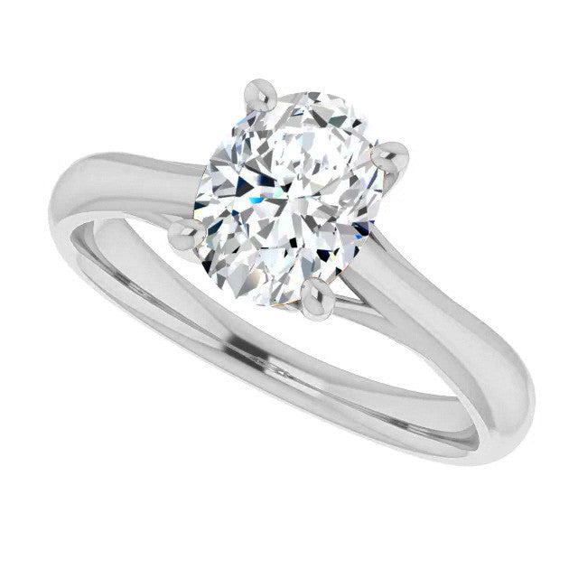 Oval Basket Solitaire with Scroll Accents