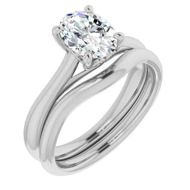 Oval Basket Solitaire with Scroll Accents