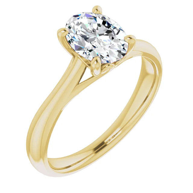 Oval Basket Solitaire with Scroll Accents