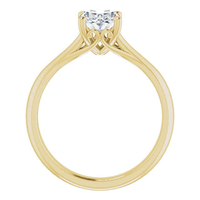 Oval Basket Solitaire with Scroll Accents