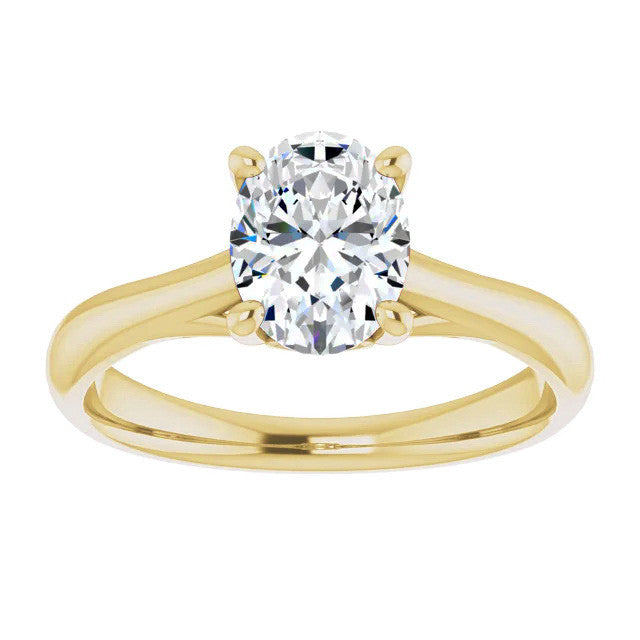 Oval Basket Solitaire with Scroll Accents