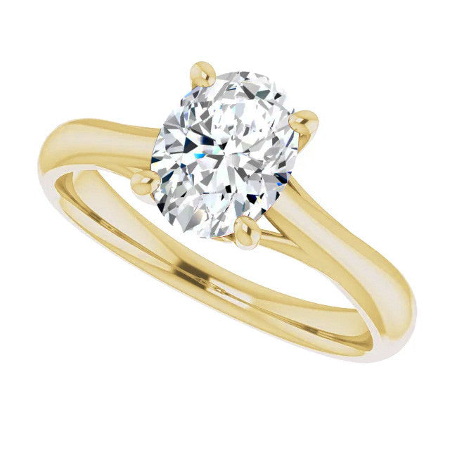 Oval Basket Solitaire with Scroll Accents